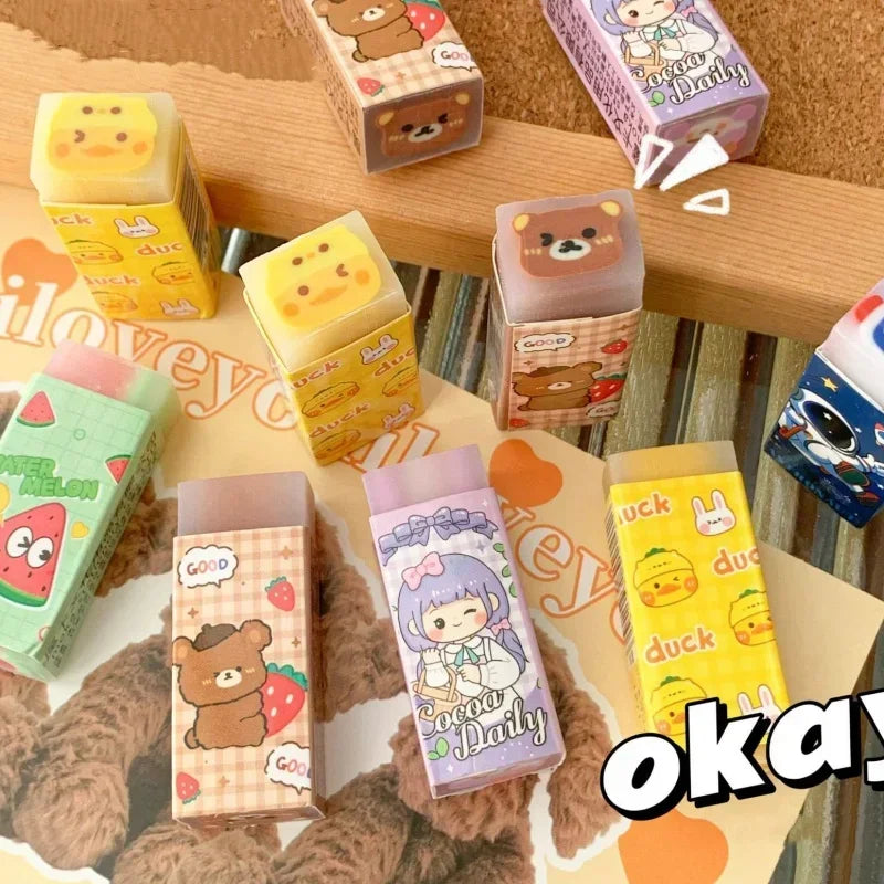 1 Piece Cute Eraser for Student Kawaii Cartoon Animal Pencil Eraser Lovely Stationry Durable Eraser Student School Supplies