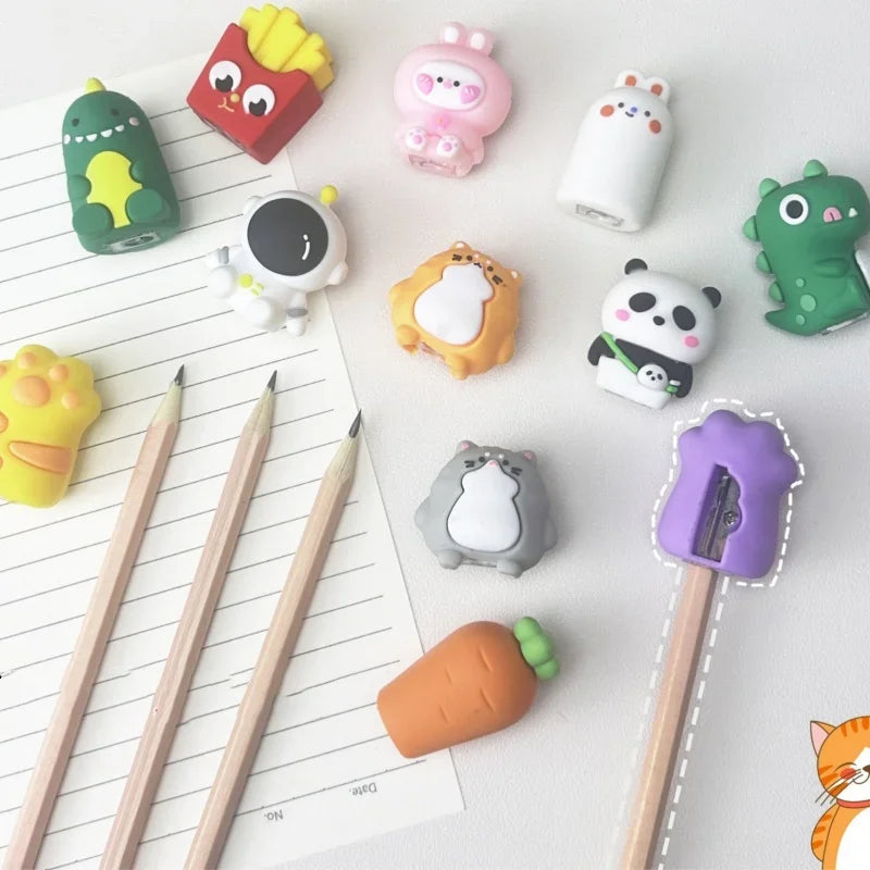 1 Piece Pencil Sharpener for Student Kawaii Cartoon Animal Furit Stationery Sharpener Pencil for Kids Lovely School Supplies