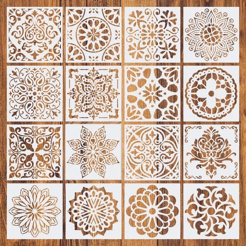 Mandala Flower Stencils for Painting Auxiliary Painting Template Stone Wall Painting Spray Hollow DIY Template Cake Template