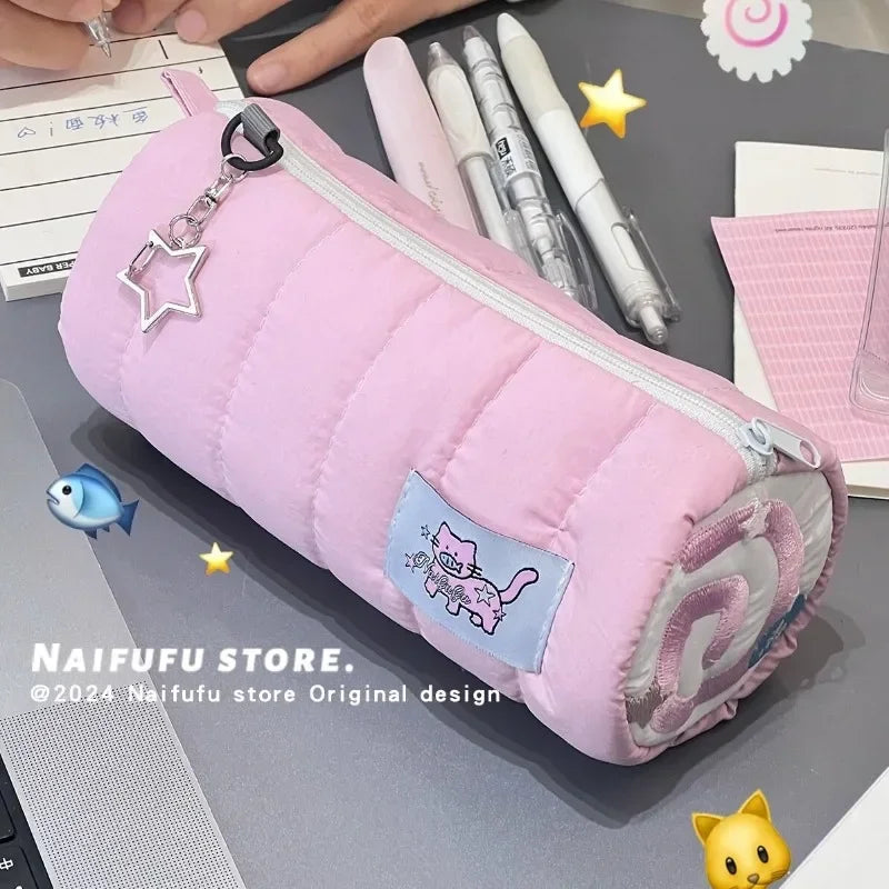 1 Piece Cartoon Pencil Bag for Student Pink Yellow Puppy Cat Pencil Case Kawaii Stationery Storage Bag Lovely School Supplies