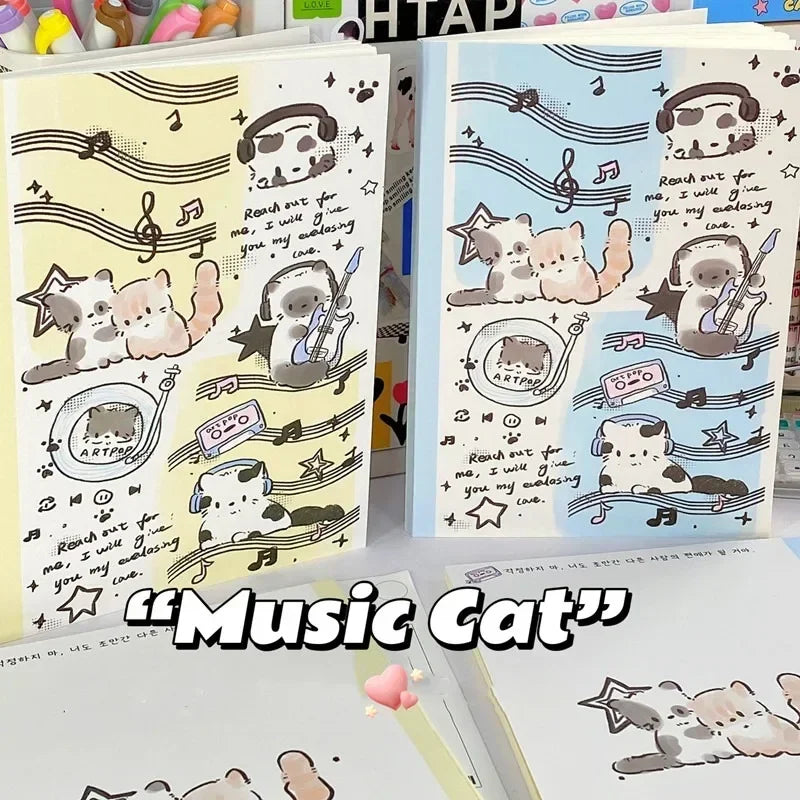 50 Sheet  A5 Cute Notebook Kawaii Cartoon Cat Puppy Notapad Lovely Horizontal Inner Page Scrapbook Journal Student Supplies